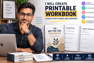 create printable workbook layouts with forms and exercises