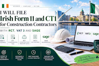 file irish form 11 and ct1 for construction contractors with rct, vat 3 and sage