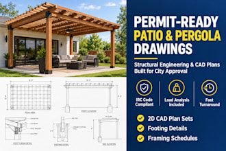design patio cover plans pergola structural permit drawings framing cad details