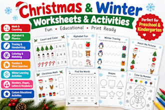 design christmas worksheets for preschool and kindergarten