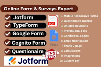 create jotform, google form, cognito form, type form, online form, surveys