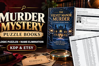 create murder mystery logic and name elimination puzzle books for KDP and etsy