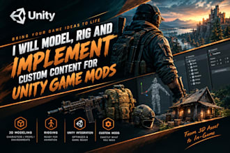 model, rig and implement custom content for unity game mods