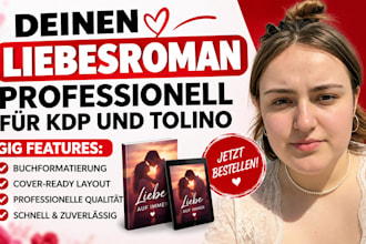 setze deinen deutschen liebesroman professionell für KDP und tolino
