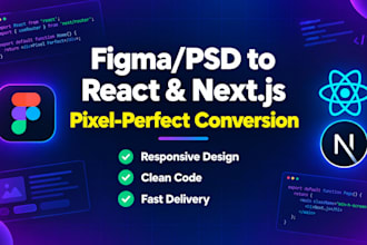 convert your figma or PSD design into a responsive react nextjs website