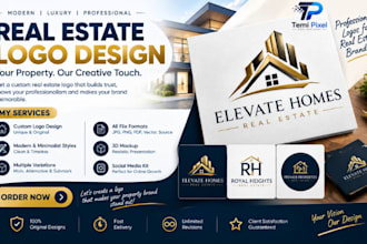 design real estate property construction realtor logo flyer branding kit website