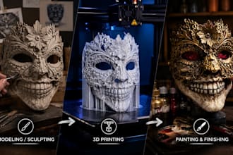 3d print and paint custom cosplay, halloween and horror masks