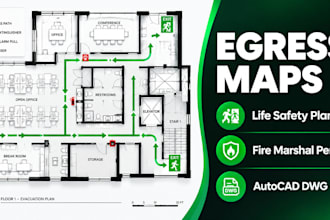draw egress map and life safety plan for city permit
