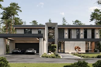build 3d luxury villa apartment,outdoor lounge,landscape garden,cgi living space