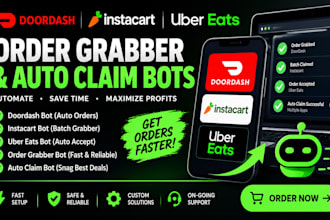 code doordash bot, instacart and uber bot, order grabber bot and auto claim bot