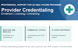 handle US healthcare provider credentialing enrollment licensing contracting