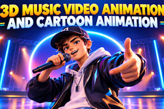 create 3d music animation video, cartoon video animation and short film