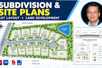 create subdivision plans, lot layouts site plans, plot maps and land development