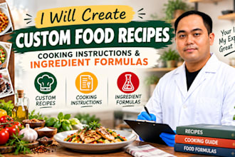 create custom food recipes, cooking instructions, and ingredient formulas