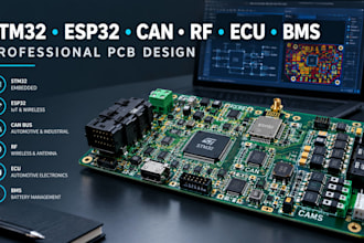 design pcb design, stm32 esp32 iot, can bus, rf, automotive ecu and bms board