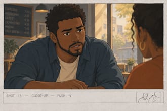create a cinematic storyboards for your film, ad or video