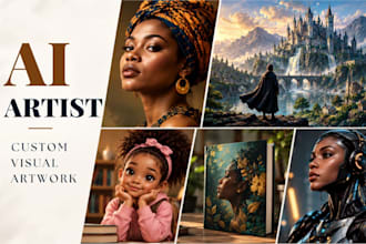 create custom ai art, illustrations, character design, portraits, book artwork