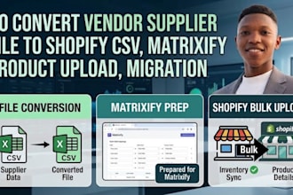 do convert vendor supplier file to shopify csv matrixify product upload lister