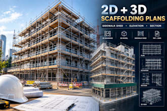 create 2d 3d scaffolding and sidewalk shed plans in autocad