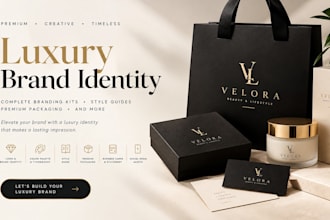 design luxury brand identity, full branding kit, style guide, premium packaging