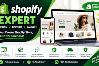 develop, design, and launch your ecommerce shopify website
