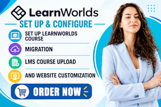 set up learnworlds course migration lms course upload and website customization