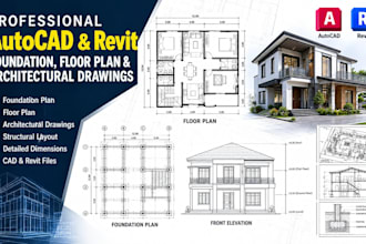 create autocad and revit foundation, floor plan, site plan and architectural cad