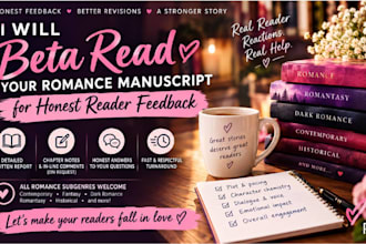 beta read your romance manuscript for honest reader feedback