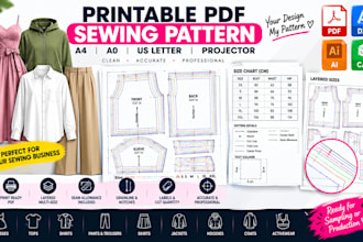 create printable PDF sewing pattern layered a4 a0 US letter projector
