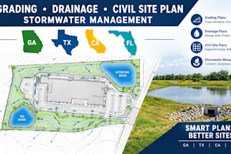 ga, tx, ca, fl, grading drainage plan civil site plan stormwater management