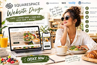 build squarespace cafe coffee shop food board brand juice bistro website design