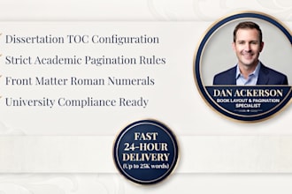 format dissertation toc, academic pagination, and front matter roman numerals