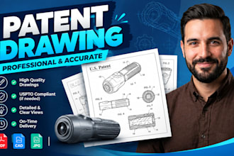 create patent drawing, utility drawing from sketch and patent illustrations