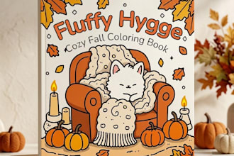 create a fluffy hygge cozy autumn coloring book