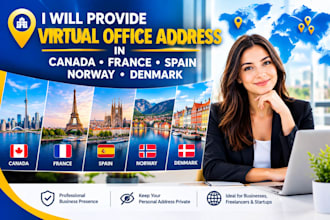 get your virtual business address in canada, france spain, norway and denmark