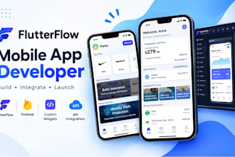 develop flutterflow mobile app, firebase, custom widgets and api app developer