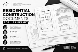 create residential construction documents for USA permit
