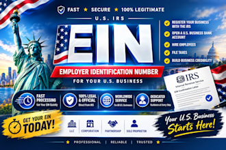 assist with your US ein application and irs business tax id