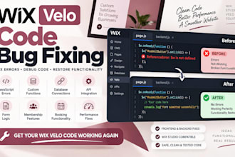 fix wix velo code bugs, javascript errors, broken functions and scripts