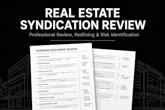 review and redline your real estate syndication and offering documents