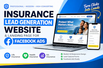 build an insurance website and lead generation landing page for facebook ads