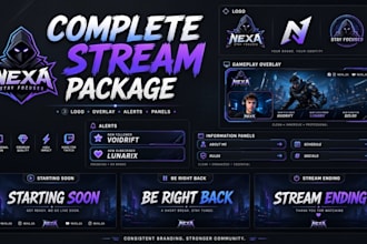 design custom twitch overlays, stream graphics, alerts, gaming logo and panels