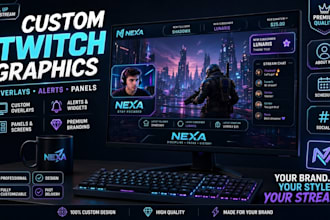 design custom twitch overlays, stream graphics, alerts and panels