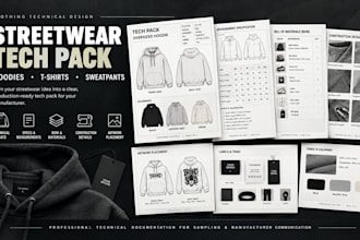 create a professional streetwear clothing tech pack