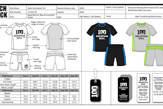create a professional streetwear clothing tech pack