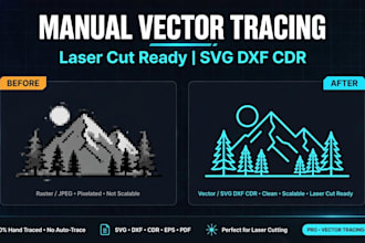 manually trace logo to vector svg dxf for laser cut cricut