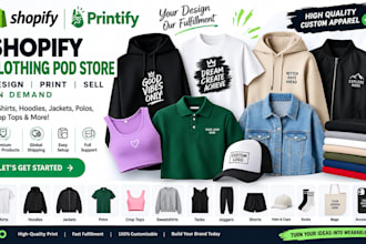 design printify tshirt hoodies crop top jacket polo   shopify clothing pod store