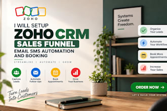 setup zoho CRM sales funnel email SMS automation and booking