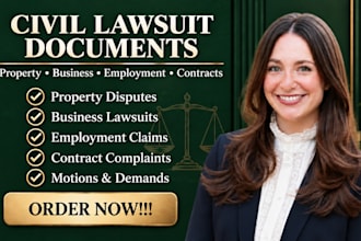 draft documents for property, business, employment and contract lawsuits