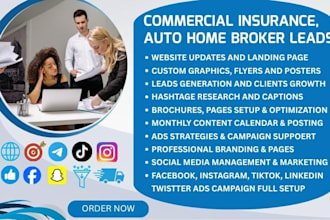 generate commercial insurance leads facebook ads auto home broker agency website